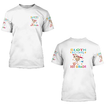 Discover Funny Sloth Student Teacher Team 1st Grade Baseball Tees 3D T Shirts