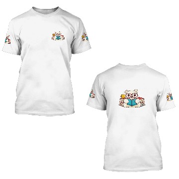 Discover Kawaii Polar Bear Reading Book 3D T Shirts