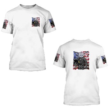 Discover Fluffy White Cat Fighter Jet Pilot with Flag of USA Baseball Tees 3D T Shirts
