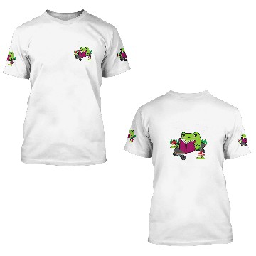 Discover Cottagecore Aesthetic Cute Skateboarding Frog Reading Book 2 3D T Shirts