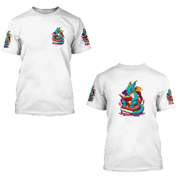 Discover Dragon Reading A Book Cute Dragon Lover Book Reader 1 3D T Shirts