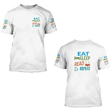 Discover Cute Kitty Cat Face Eat Sleep Read Repeat 3D T Shirts