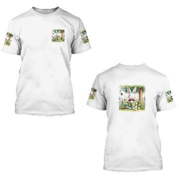 Discover Rabbit In Bow Tie Reads Spell Book In Meadow Reading 3D T Shirts