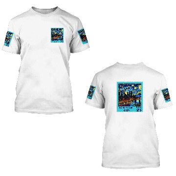 Discover New York City Skyline Cool Retro Art Souvenir Postage Stamp 3D T Shirts