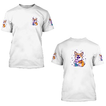 Discover Cute Kawaii Corgi Dog Drinking Bubble Tea Boba Milk Tea Baseball Tees 3D T Shirts