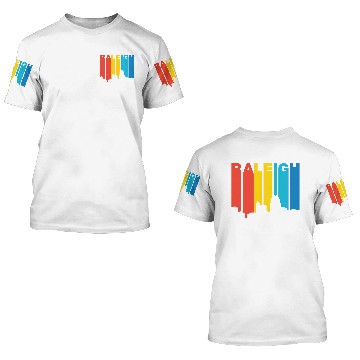 Discover Retro 1970's Style Raleigh North Carolina Skyline 3D T Shirts