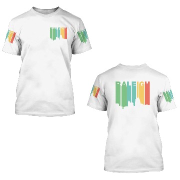 Discover Retro 1970's Style Raleigh North Carolina Skyline 3D T Shirts
