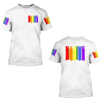 Discover Racine Wisconsin Gay Pride Rainbow Skyline 3D T Shirts