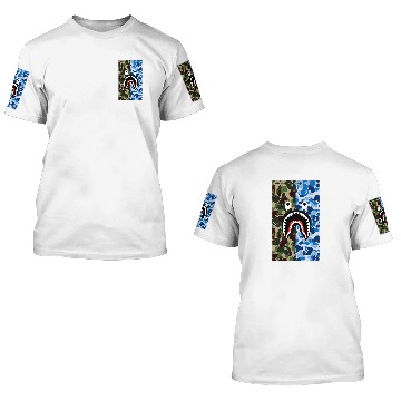 Discover A Bathing Ape Blue Shark 3D T Shirts