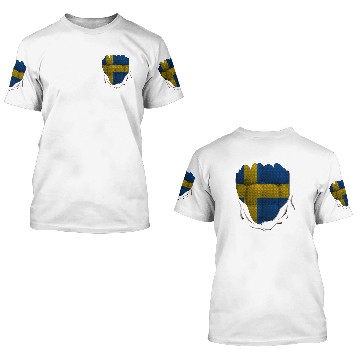 Discover Funny Sweden Flag Ripped Abs Muscles 3D T Shirts