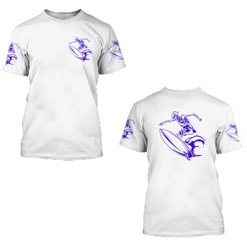 Discover Surfing Skeleton 2c 3D T Shirts
