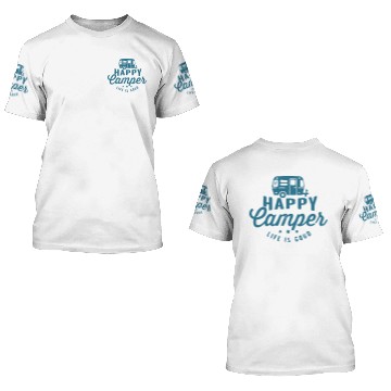 Discover Happy camper no frame 3D T Shirts