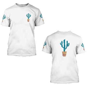 Discover Cactus in a Triangle Patterned Pot 3D T Shirts