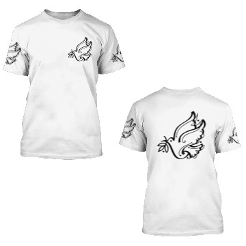 Discover Dove Olive Branch Calligraphy 1c 3D T Shirts