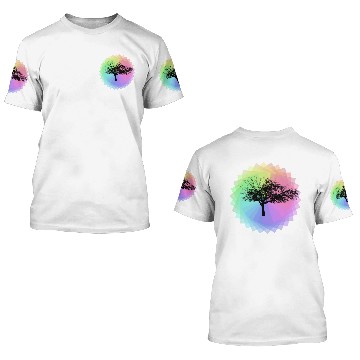 Discover rainbow tree silhouette colorful - present idea 3D T Shirts