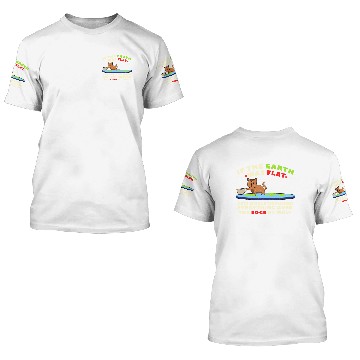 Discover Flat earth cat funny earth tinfoil hat theory 3D T Shirts