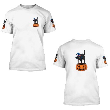 Discover Witch Black Cat Funny Halloween Horror Scary 3D T Shirts