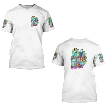Discover Colorful Coral Reef Anemone With Clown-fish 3D T Shirts