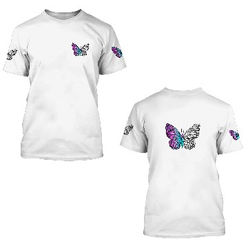 Discover crystal butterfly neon pink blue 3D T Shirts