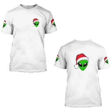 Discover Alien Christmas With Santa Hat 3D T Shirts