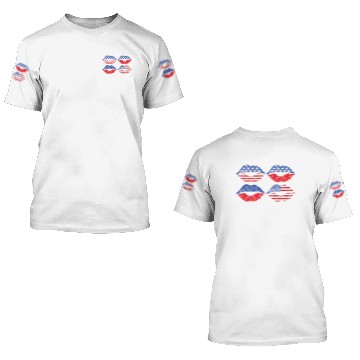 Discover Flag Lips bundle red white and blue lip 3D T Shirts