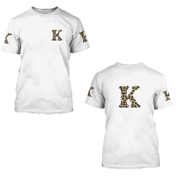 Discover Leopard Cheetah Print Letter K Initial Rustic Mono 3D T Shirts