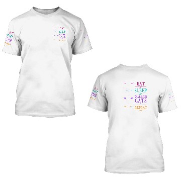 Discover Eat Sleep Cats Repeat Funny Cat Warrior 3D T Shirts