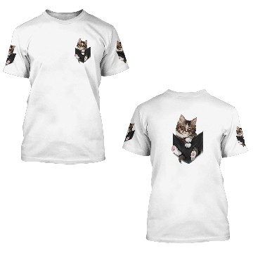 Discover Cute Sad Brown Cat Pocket 3D T Shirts