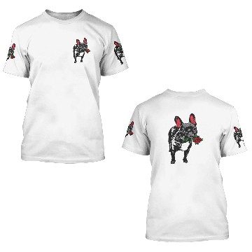 Discover French Bulldog With Red Rose Valentines Day 3D T Shirts