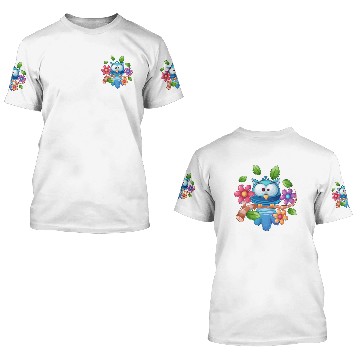 Discover owl with flowers 3D T Shirts