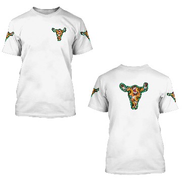Discover Aztec with Leopard Bull Skull 3D T Shirts