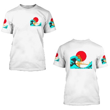 Discover Vaporwave Aesthetic Japan Golden Gate Bridge 3D T Shirts