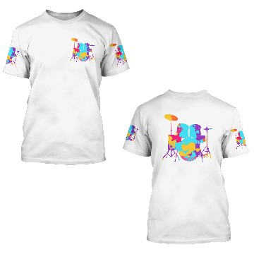 Discover drummer drums colored colorful 3D T Shirts
