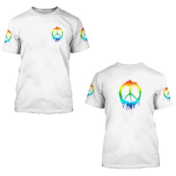 Discover Peace Sign Peaceful 60s 70's Retro Hippie Rainbow 3D T Shirts