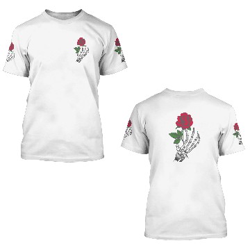 Discover Skeleton Hand Red Rose Flower 3D T Shirts