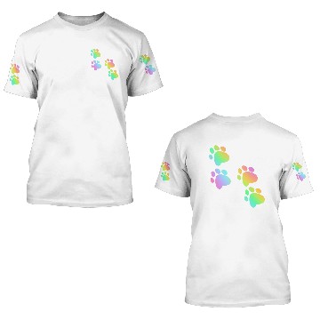 Discover Rainbow Ombre Paw Prints 3D T Shirts