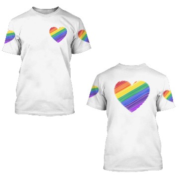 Discover Rainbow heart 3D T Shirts