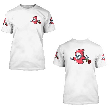 Discover Skull Halloween 3D T Shirts hold red rose, Skeleton