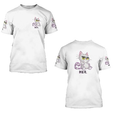 Discover Funny Cat Meh Grumpy Feline for Cat Lovers 3D T Shirts