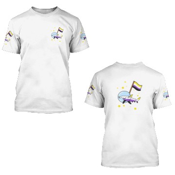 Discover Nonbinary Pride Hammerhead Shark In Space 3D T Shirts