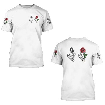 Discover Rose flower in human skeleton hand 3D T Shirts