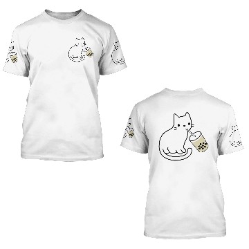 Discover Cat Drinking Boba Milk Tea Bobalogy 3D T Shirts