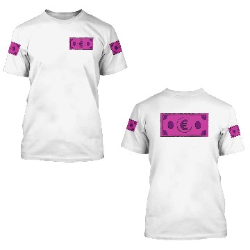 Discover Pink Euro Bill € Bank note Face Mask Bling Bling 3D T Shirts