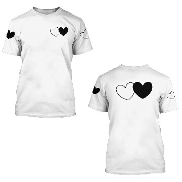 Discover heart black hearts gift valentines day couples 3D T Shirts