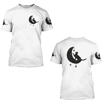 Discover Celestial Cat on Moon 3D T Shirts