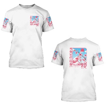 Discover Kanji Characters Style Sakura Japanese Cherry 3D T Shirts
