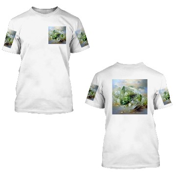 Discover Green quartz crystal gemstone 3D T Shirts