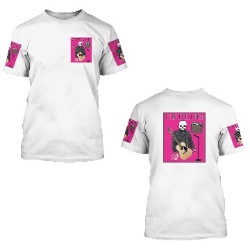 Discover Stand up unplug guitar player pink 3D T Shirts