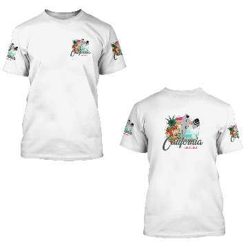 Discover Venice Beach California, Surfing Surfboard Retro 3D T Shirts