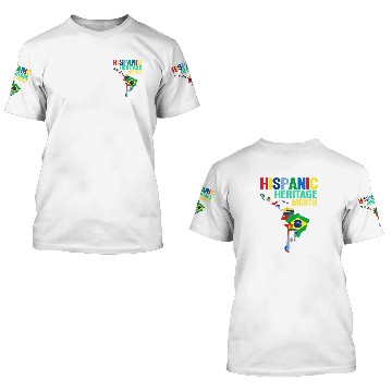 Discover Hispanic Heritage Month Latin Countries Map Flags 3D T Shirts